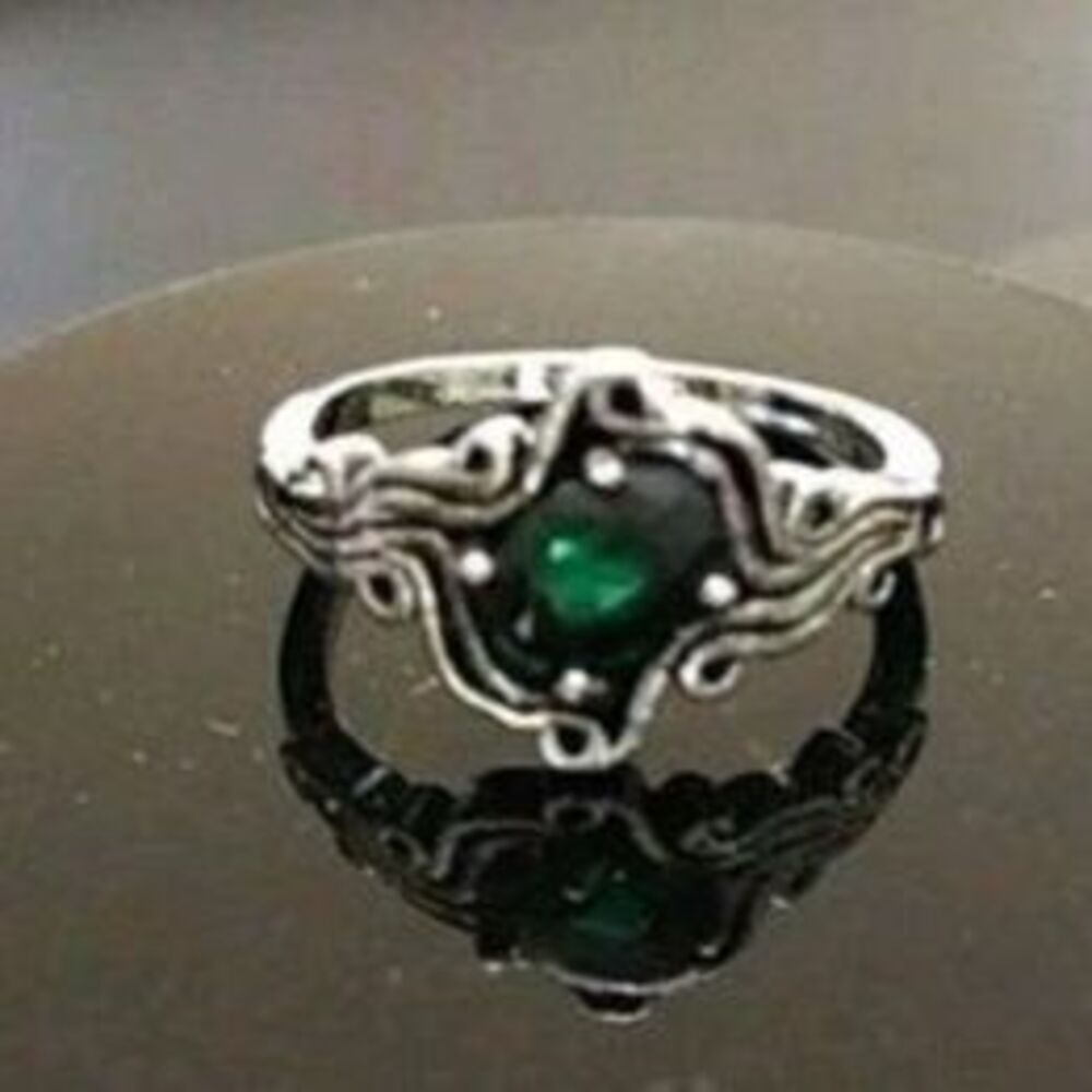 **Sale** Sterling silver green rhinestone ring size 6